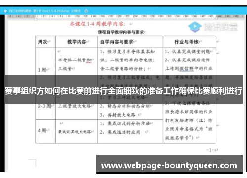 赛事组织方如何在比赛前进行全面细致的准备工作确保比赛顺利进行 赛事组织方如何在比赛前进行全面细致的准备工作确保比赛顺利进行