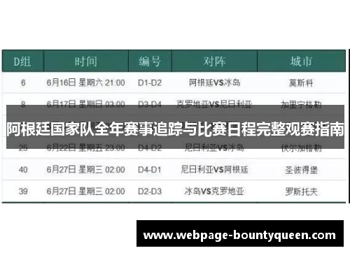 阿根廷国家队全年赛事追踪与比赛日程完整观赛指南